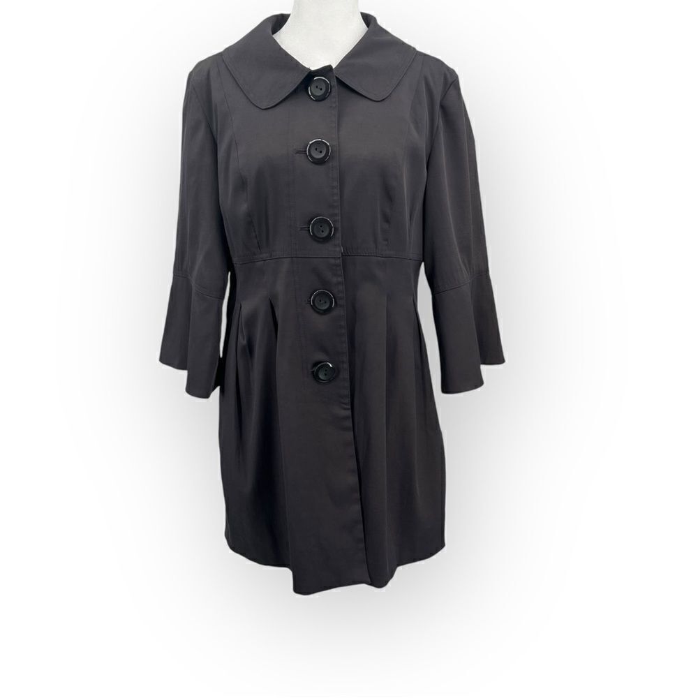 AB Studio Raincoat Button Front Bell Sleeves in Brown/Gray women’s‎ Size 4